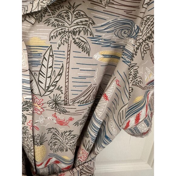 Denim & Co Size 2X Sailboats Beach Print Short Sleeve Button-Down Midi Dress W B - Picture 7 of 8